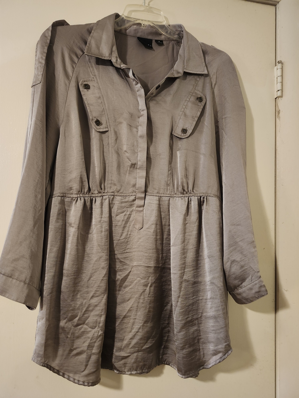 Tribal Taupe Button-Front Tunic Blouse Size‎ 16